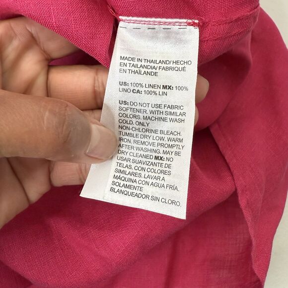 Chicos No-iron Linen Button down Tunic 3/4 Sleeve Sz 1 US 8 Coastal Lagenlook - Picture 8 of 11